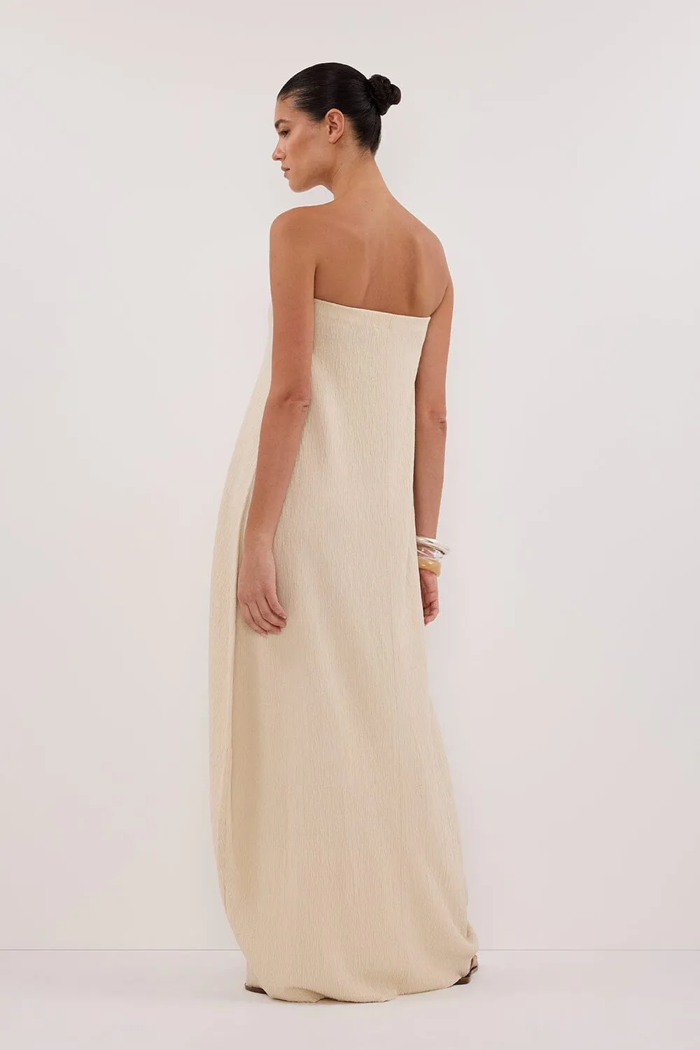 ALIAS NATURAL TEXTURED KNIT STRAPLESS MIDI DRESS