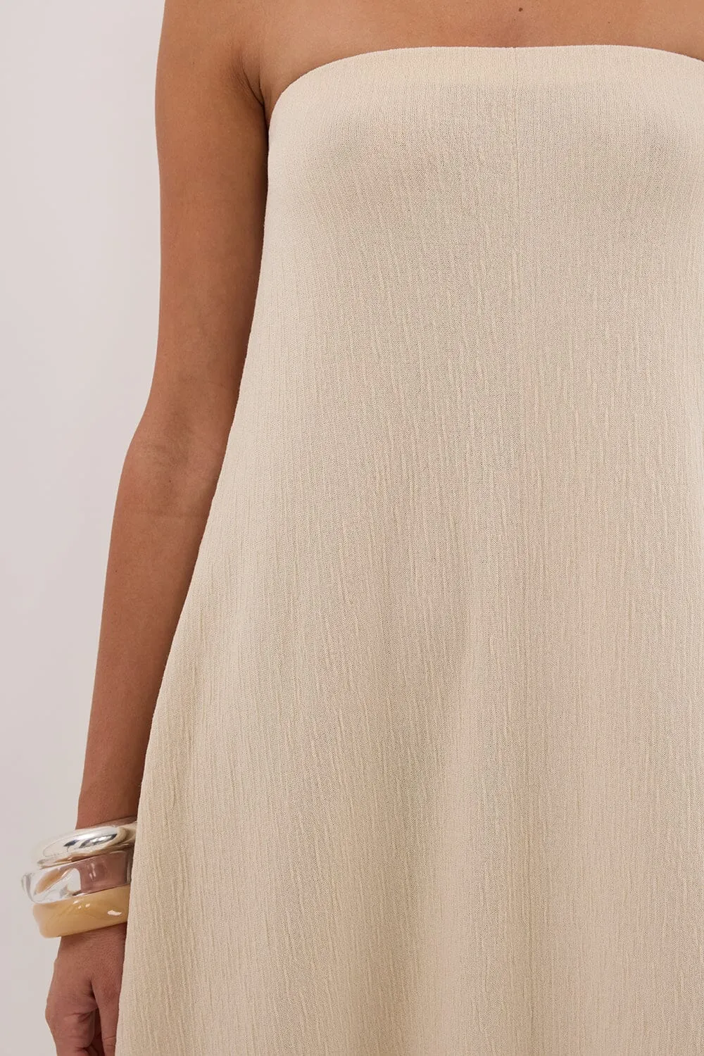 ALIAS NATURAL TEXTURED KNIT STRAPLESS MIDI DRESS