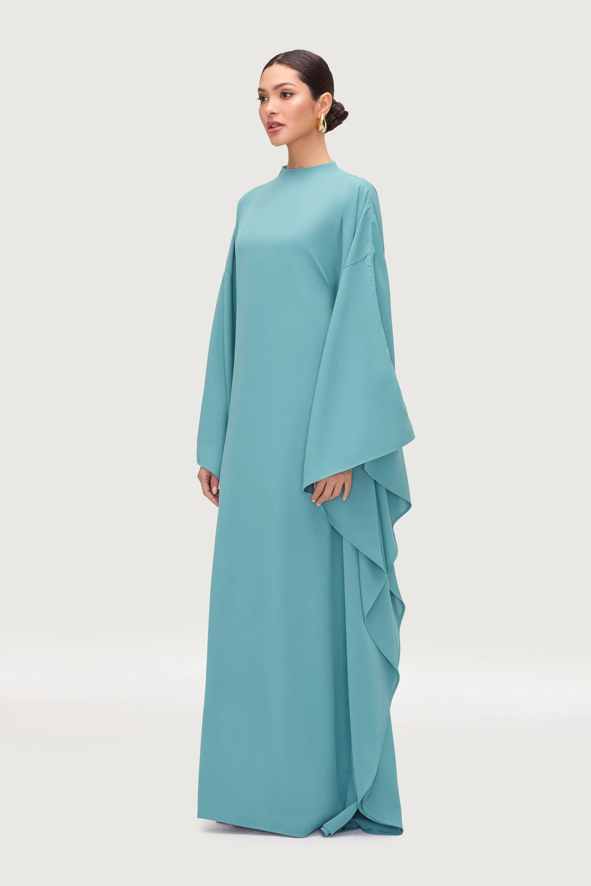 Amira Butterfly Inner Tie Abaya Dress - Mosaic Blue