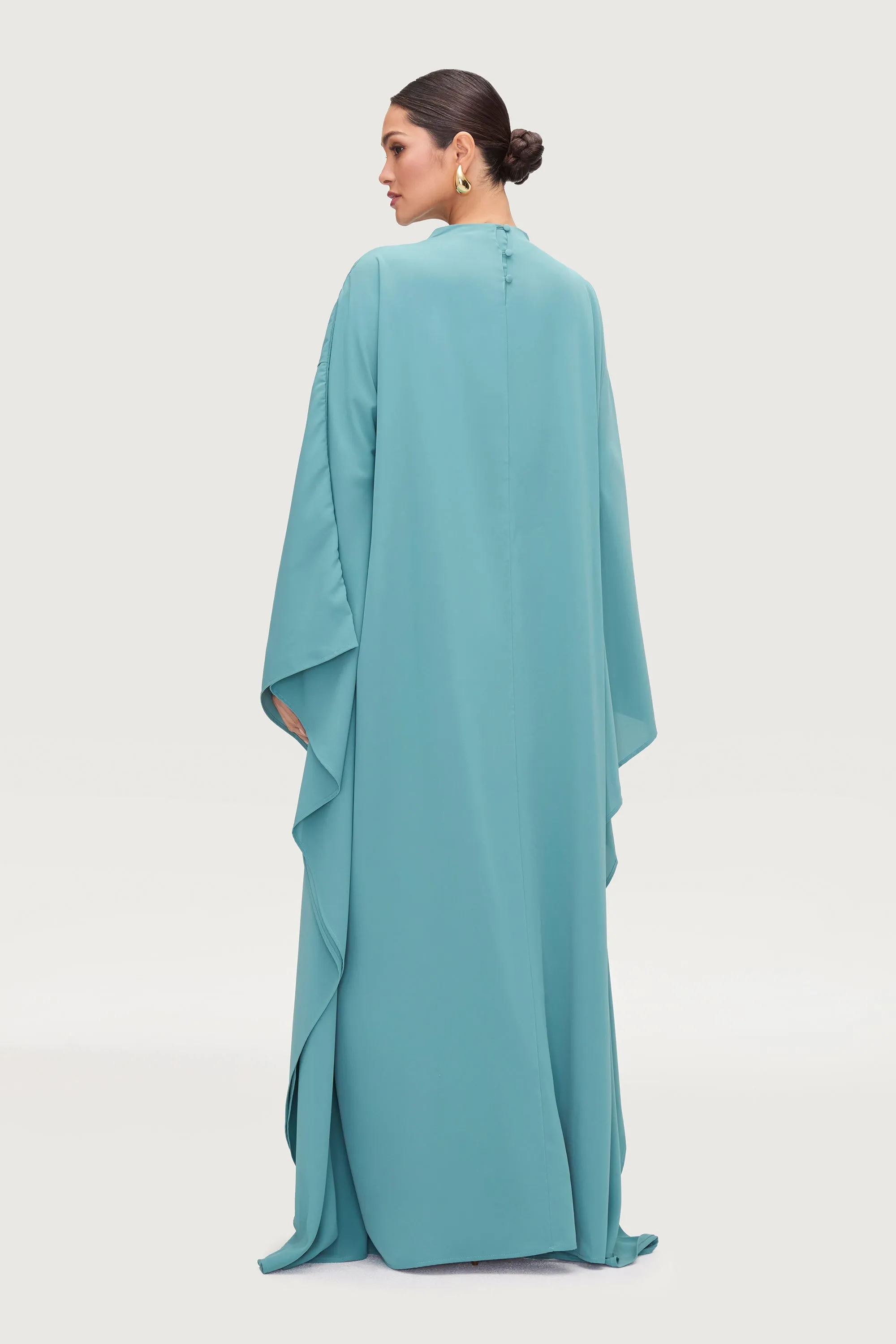 Amira Butterfly Inner Tie Abaya Dress - Mosaic Blue