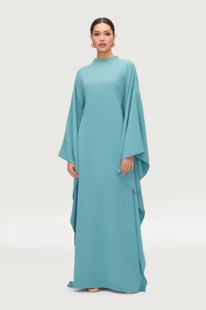 Amira Butterfly Inner Tie Abaya Dress - Mosaic Blue