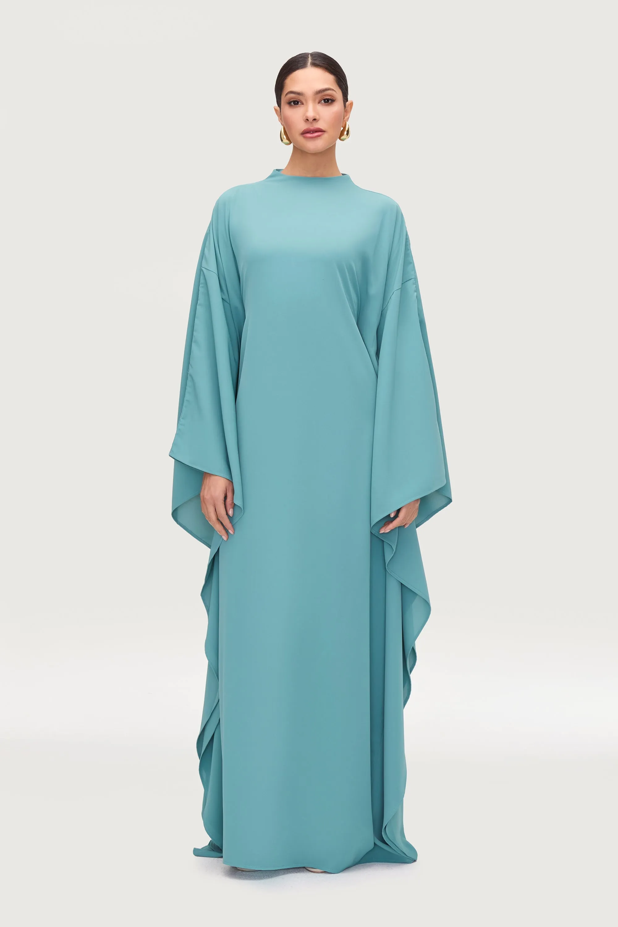 Amira Butterfly Inner Tie Abaya Dress - Mosaic Blue