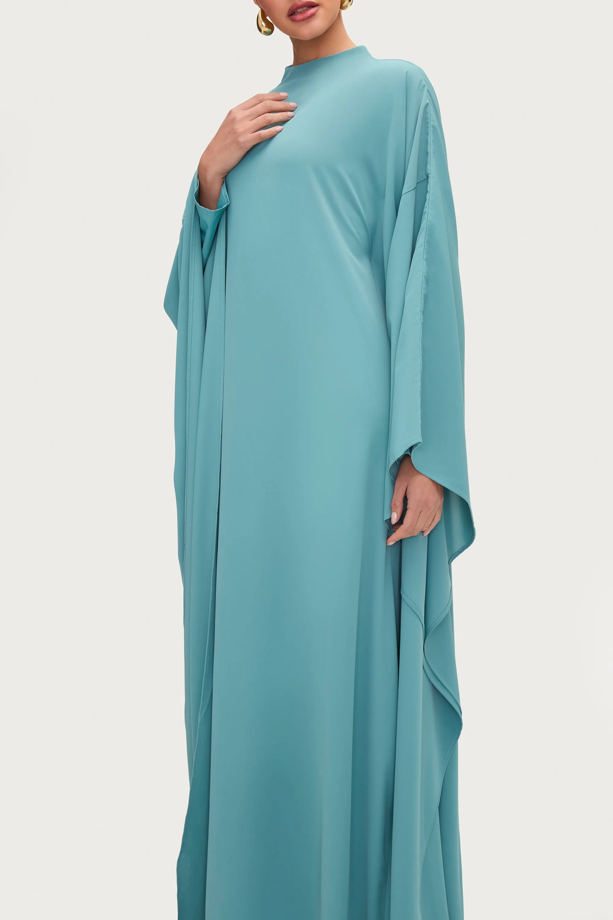 Amira Butterfly Inner Tie Abaya Dress - Mosaic Blue