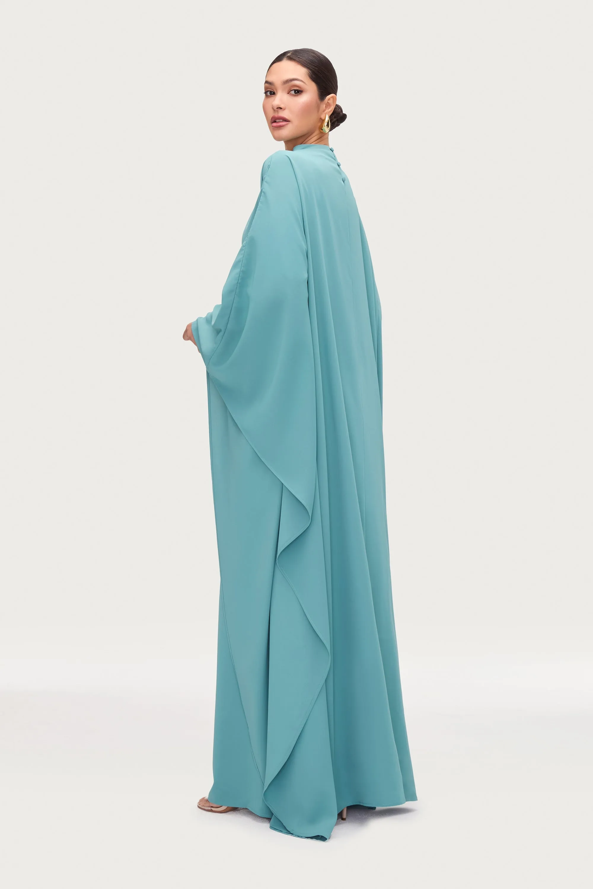 Amira Butterfly Inner Tie Abaya Dress - Mosaic Blue