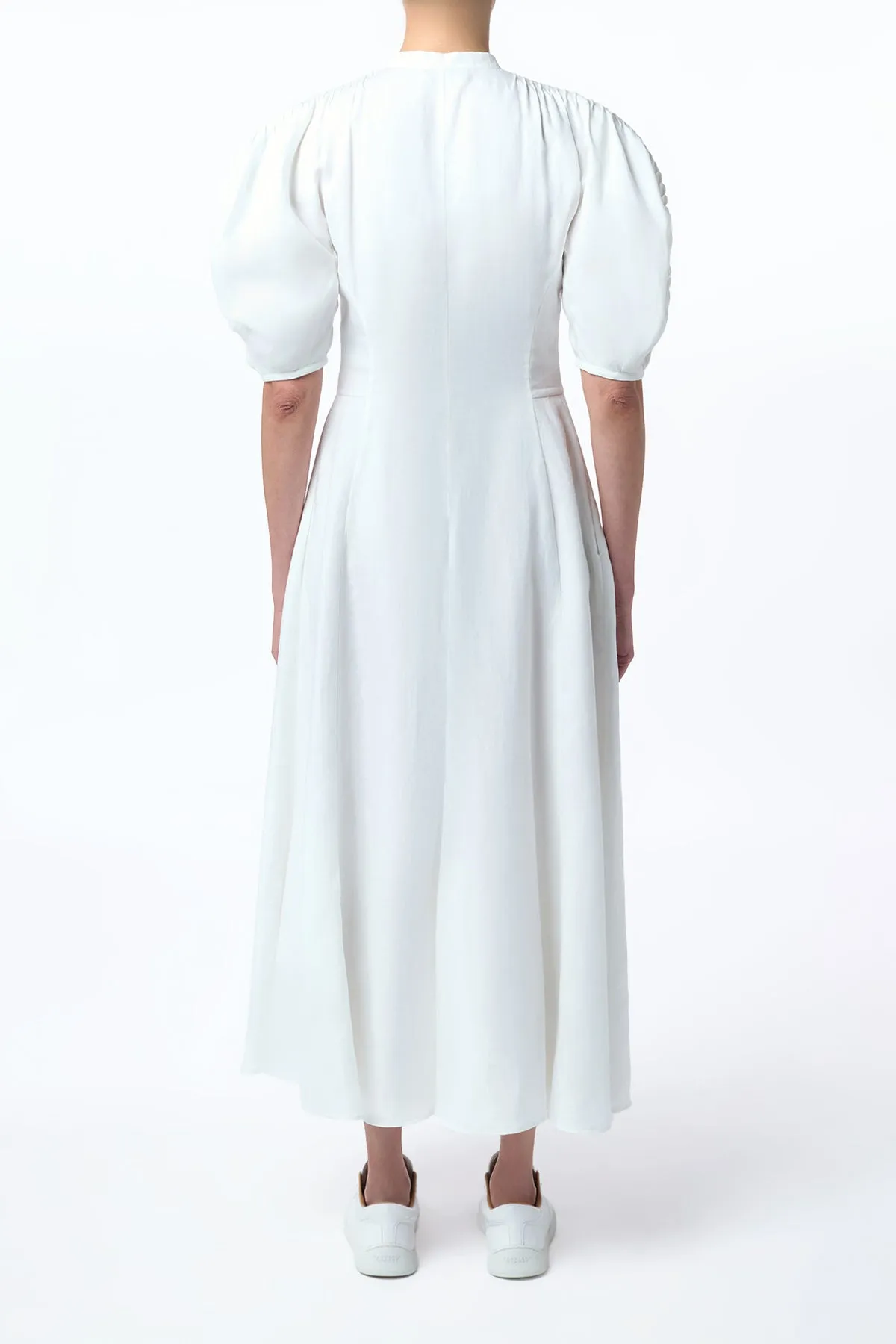 Arabella Shirtdress in White Aloe Linen