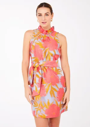 Betty Dress Hot Coral Pansy Vine Organza