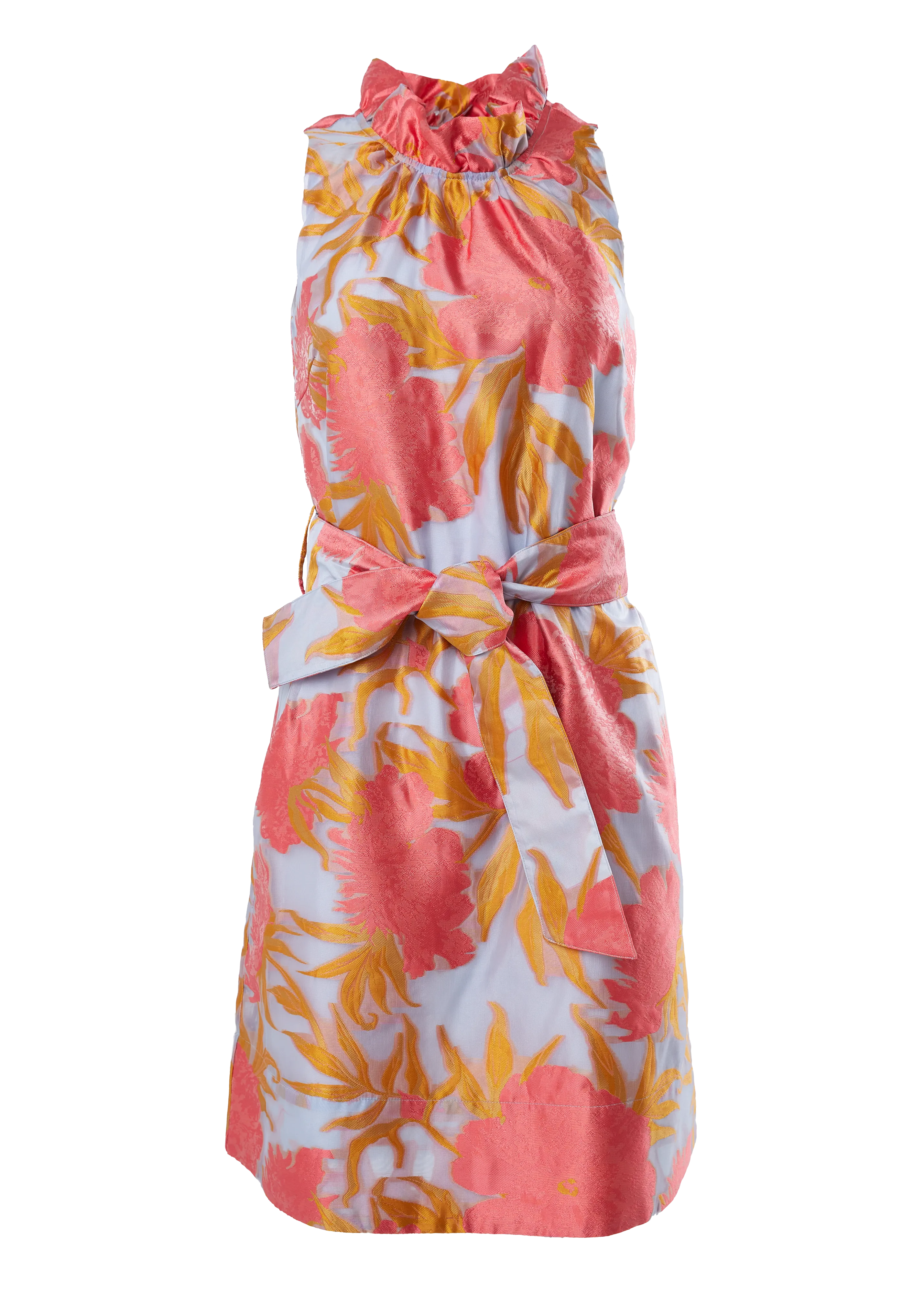 Betty Dress Hot Coral Pansy Vine Organza