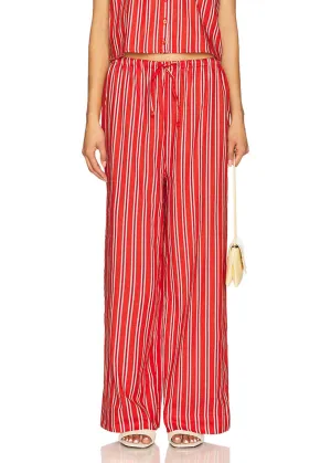 Betty Stripe Tie-Waist Pant - Vibrant Red Multi