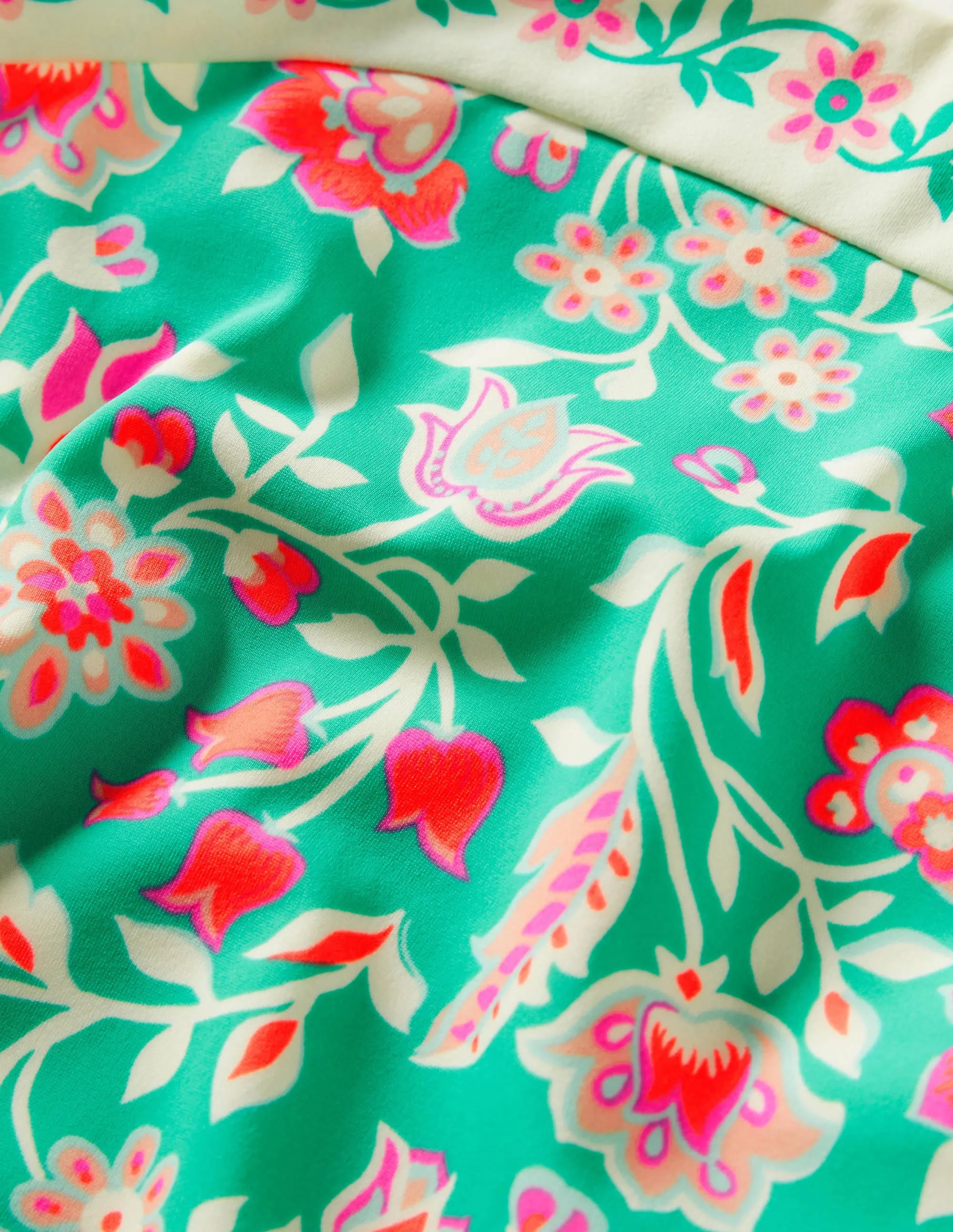 Border Print Swimsuit-Tropical Green Paisley