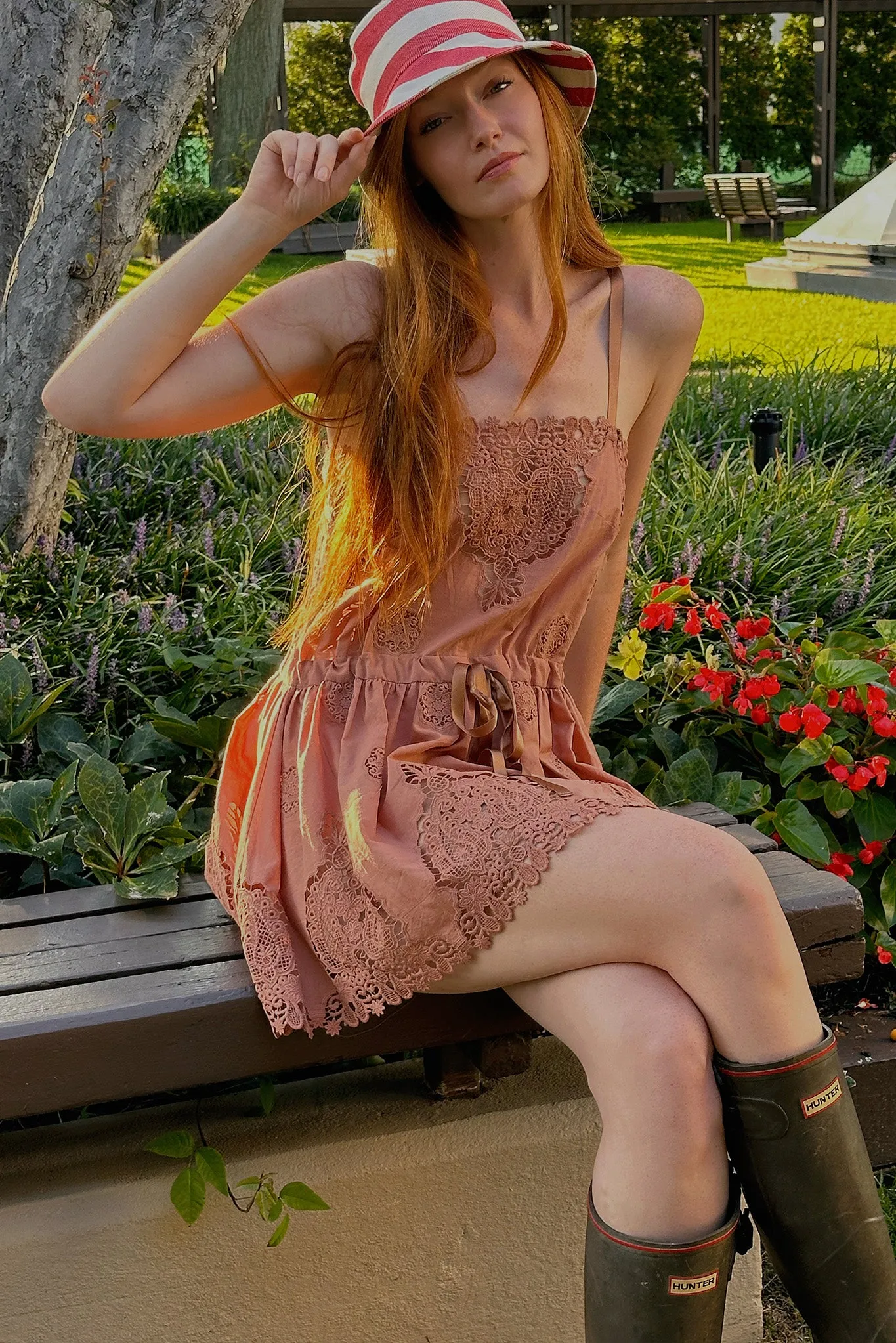 Brielle Versailles Cotton Embroidery Mini Dress - Cinnamon