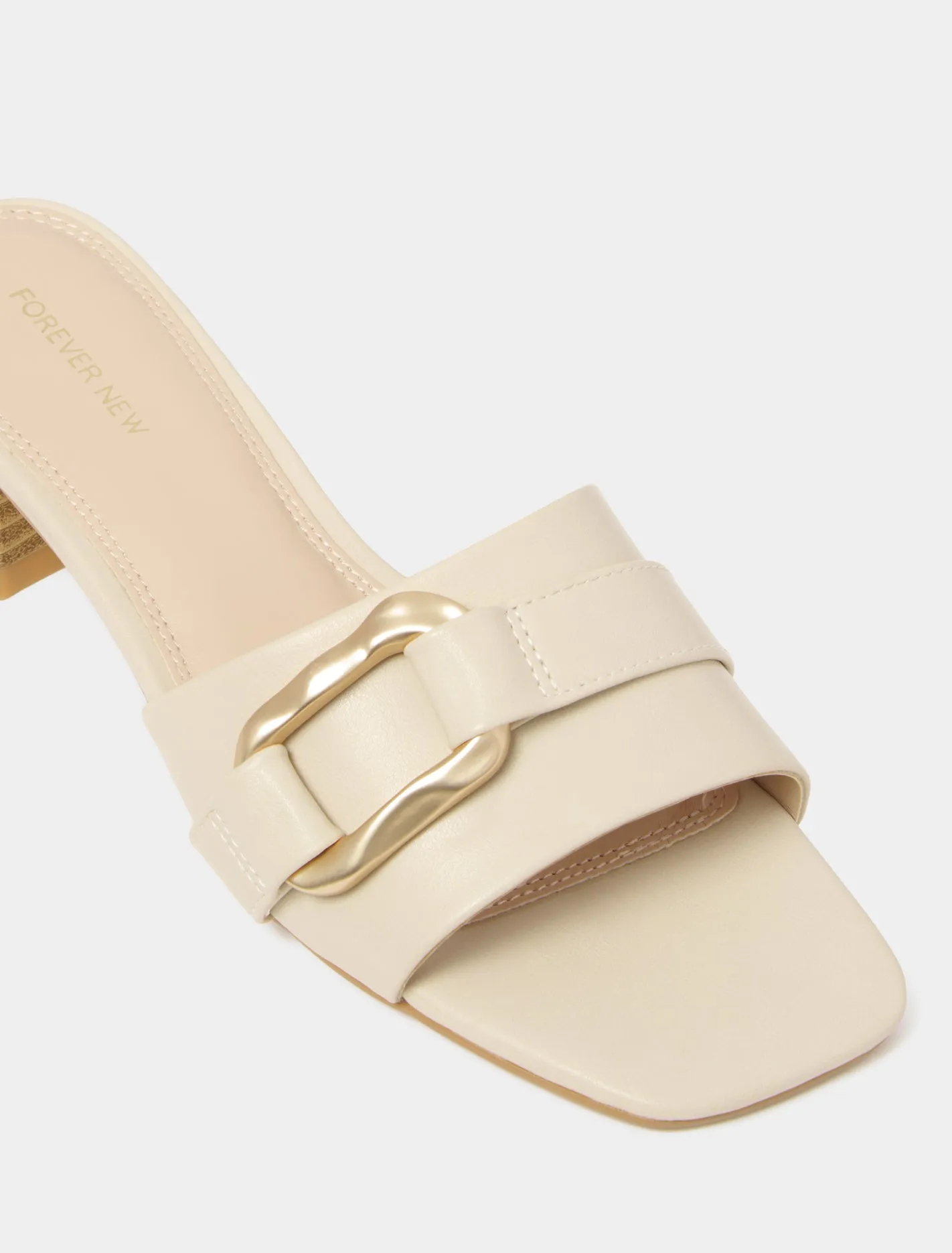 Bronte Buckle Trim Block Heel Mule