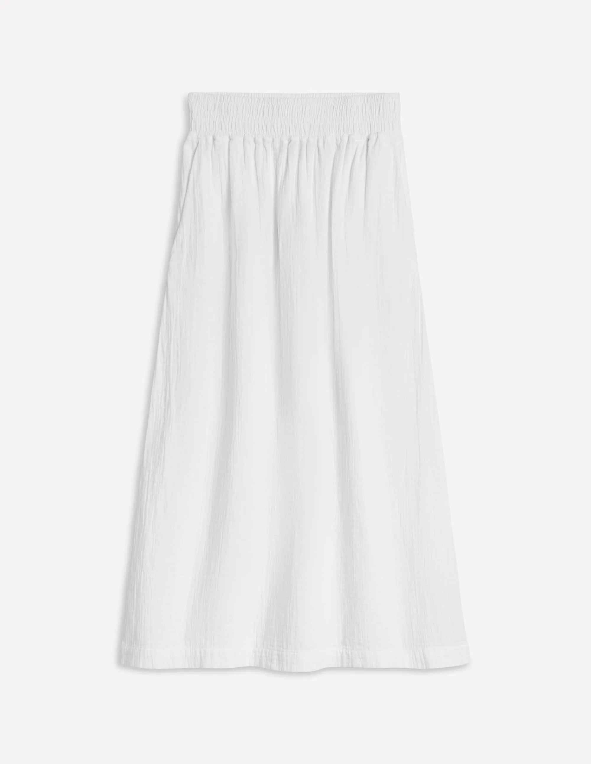 Double Cloth Smocked Skirt-White