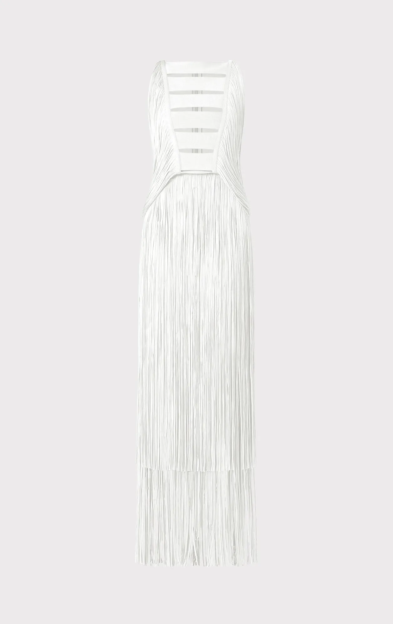 DRAPED FRINGE PLUNGING GOWN