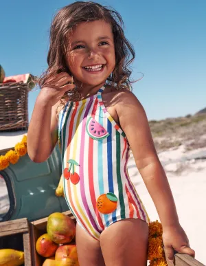 Ellery Fun Logo Swimsuit-Rainbow Stripe Fruit