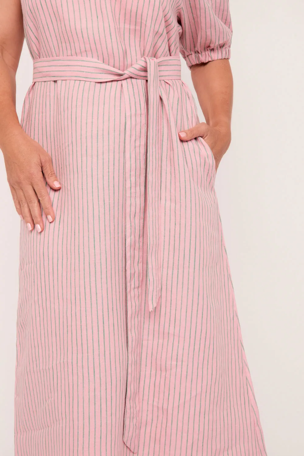 Emma Linen One Shoulder Dress in Beverly Hills