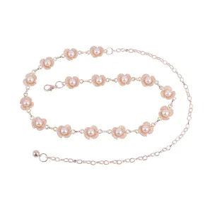 Flower Petal Pearl Chain Belt