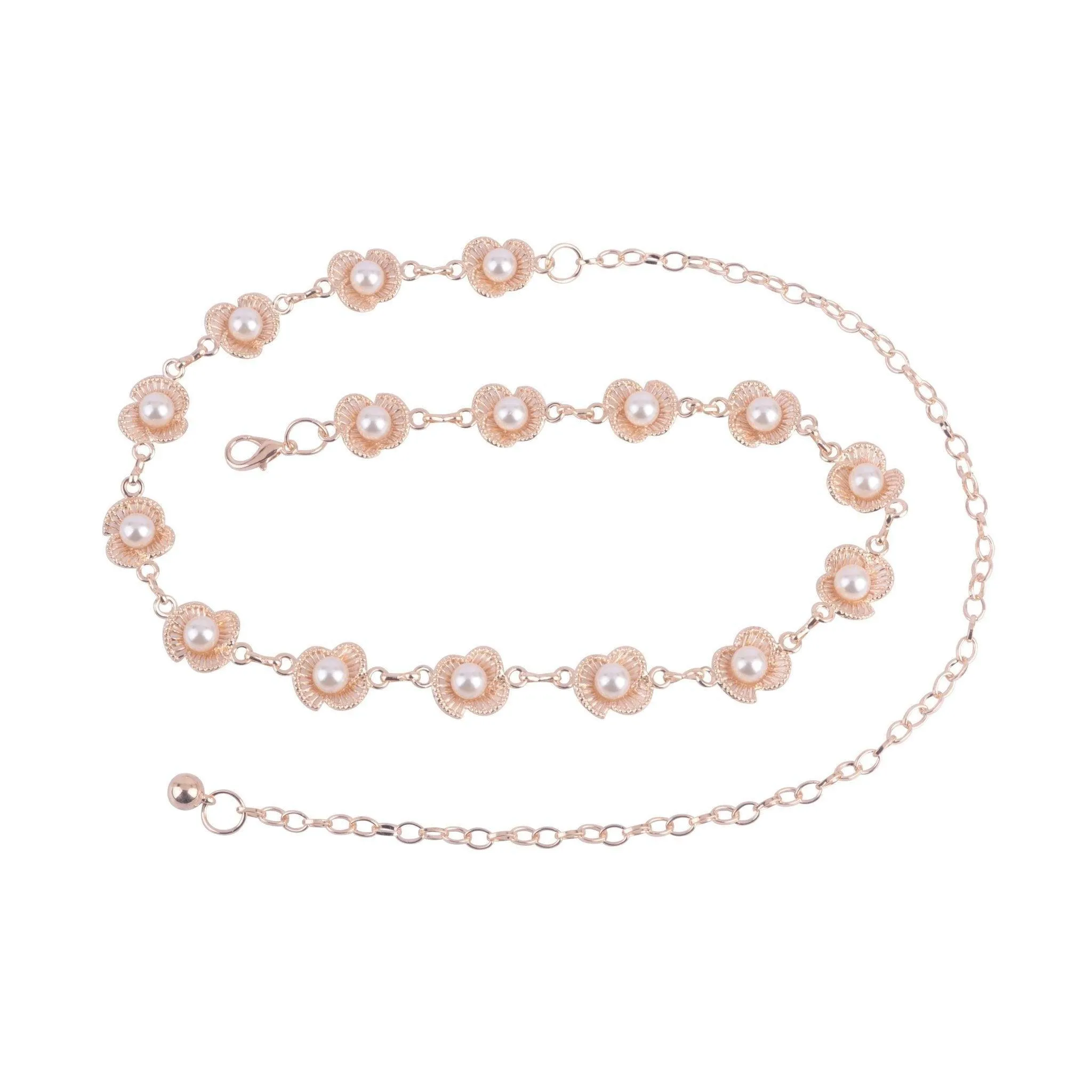 Flower Petal Pearl Chain Belt