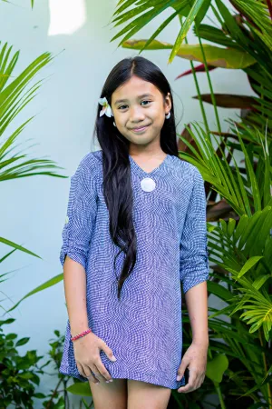 Girl's Seychelles Kaftan / Indigo Geo
