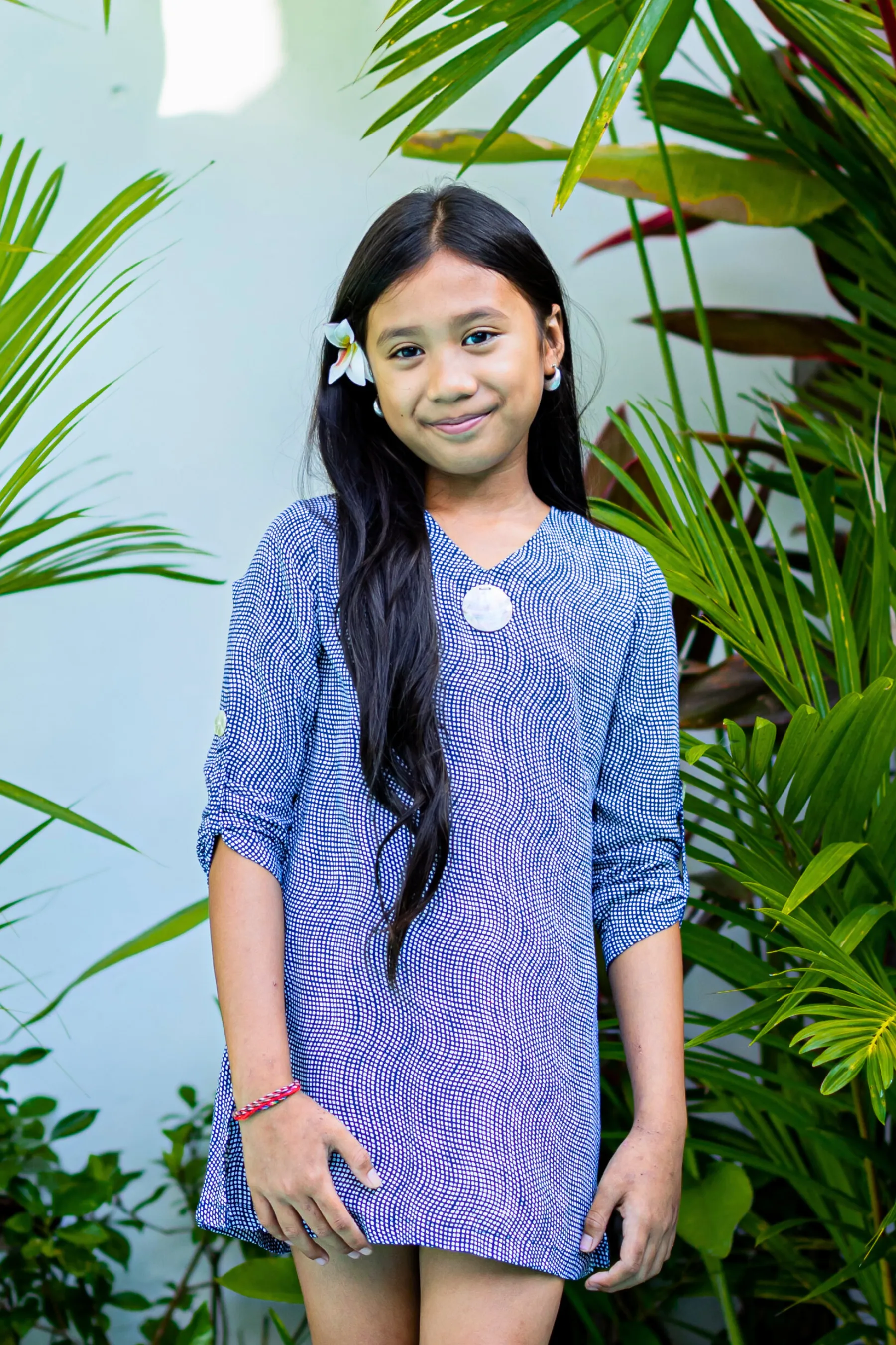 Girl's Seychelles Kaftan / Indigo Geo