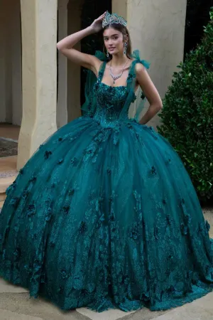 Glitter Applique Long Quinceanera Dress