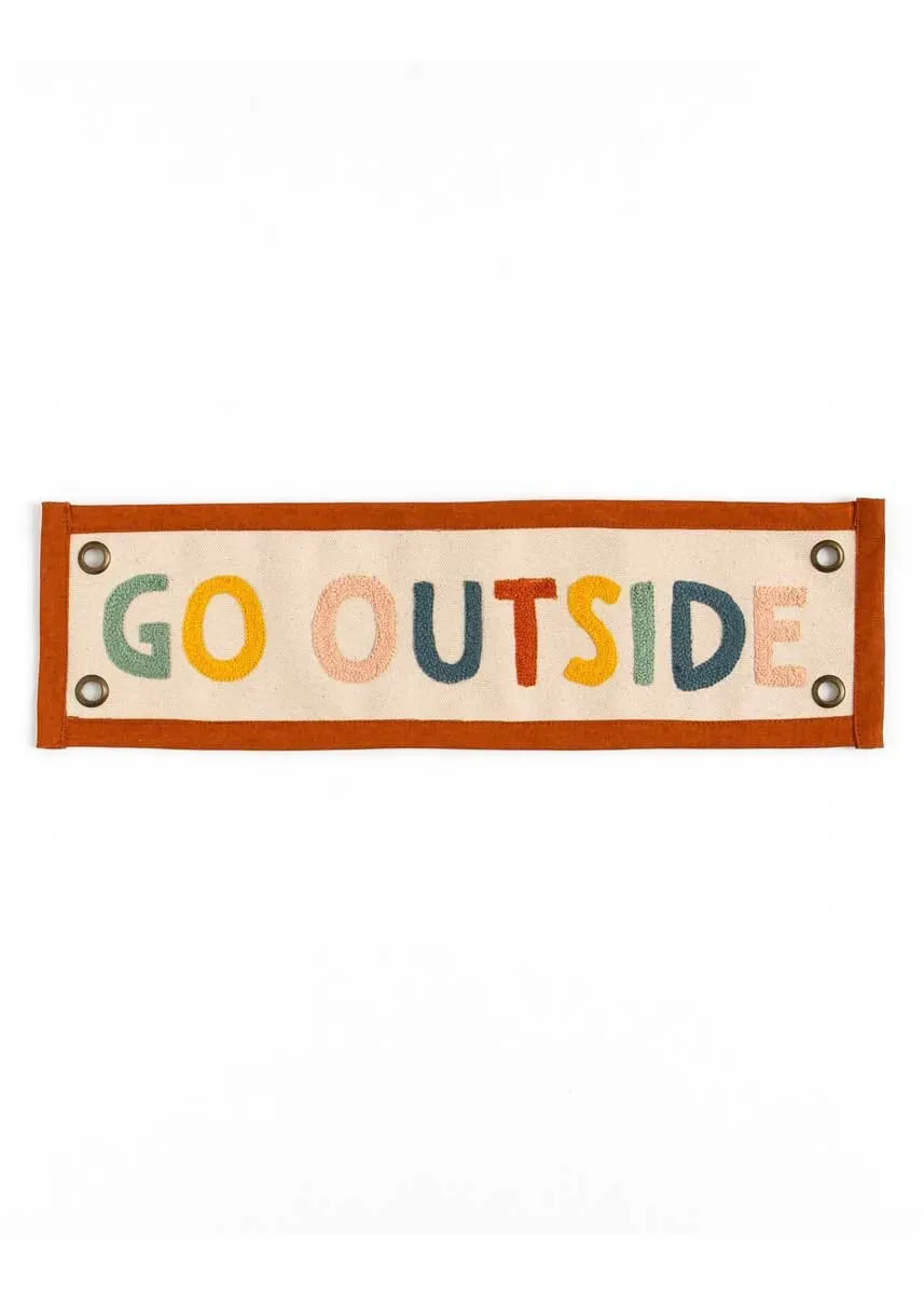Go Outside Embroidered Banner - Rainbow