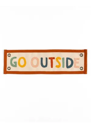 Go Outside Embroidered Banner - Rainbow