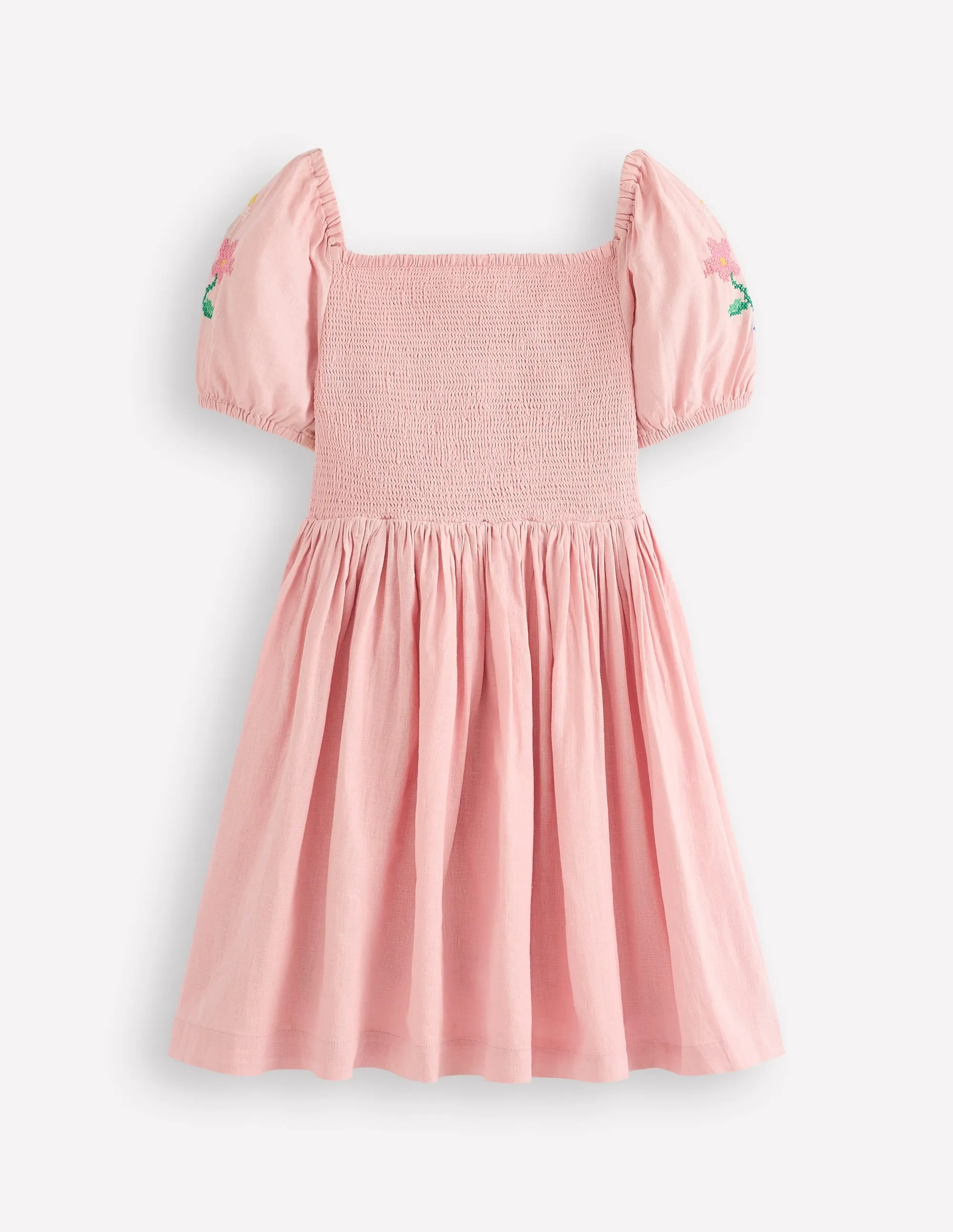 Gwendolyn Cotton Linen Dress-Pink