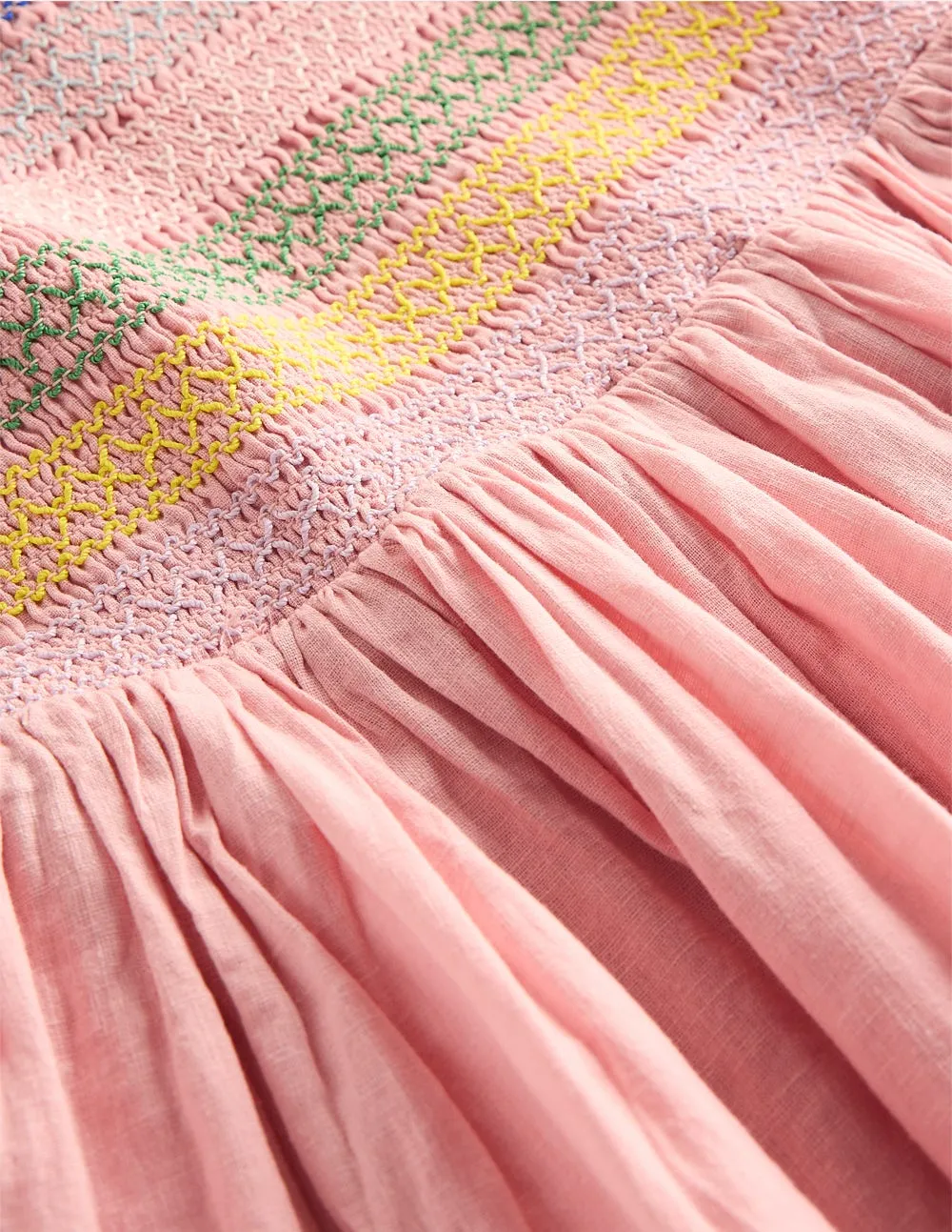 Gwendolyn Cotton Linen Dress-Pink