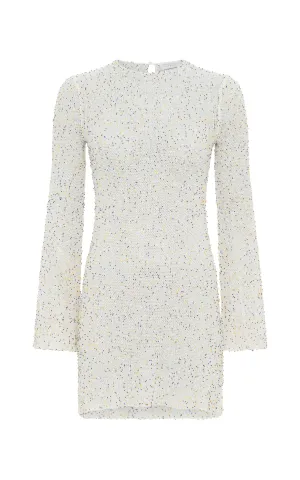 Hetty Knit Mini Dress in Ivory Multi Beaded Cashmere