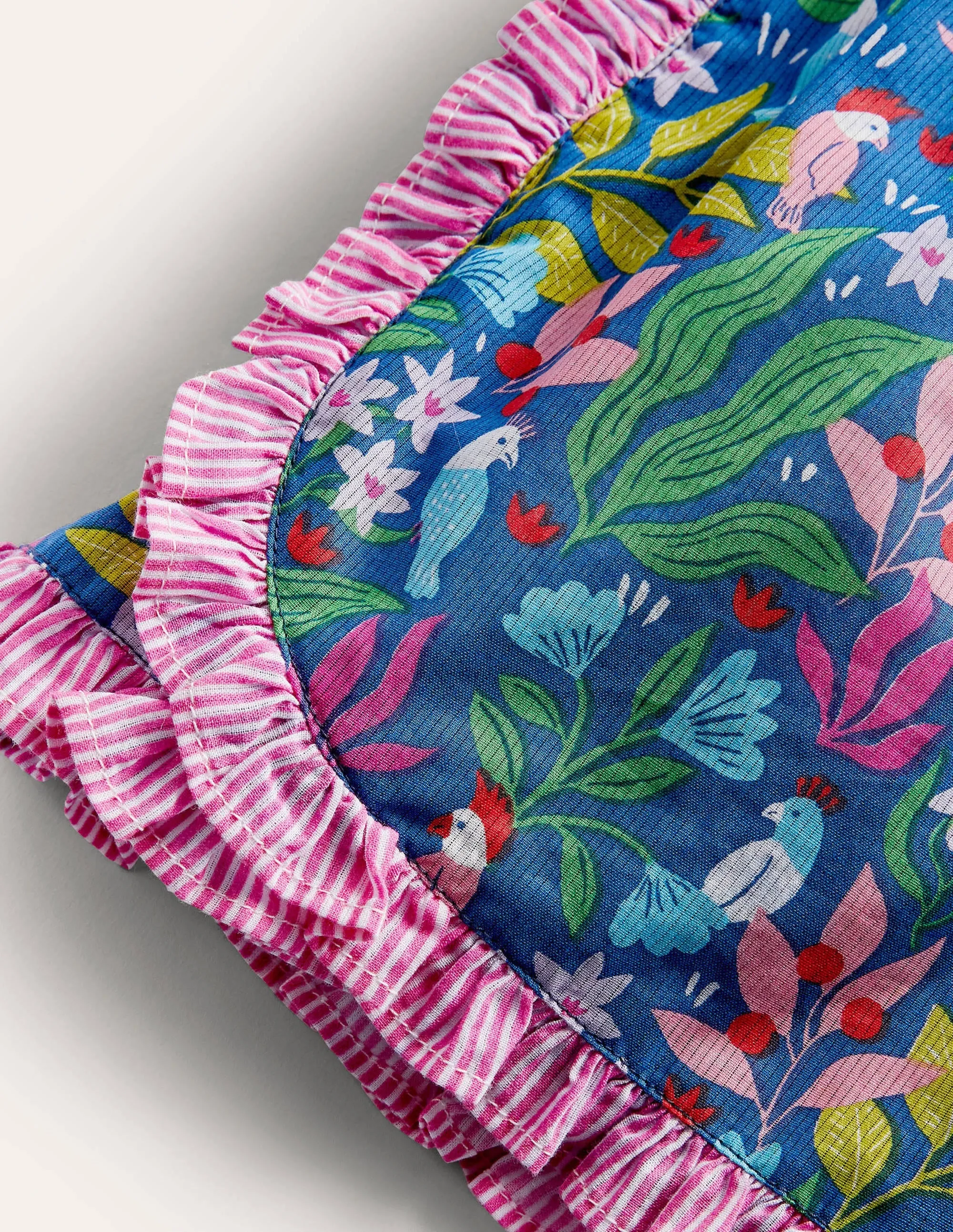 Hotchpotch Frill Shorts-Venice Blue Tropical Garden
