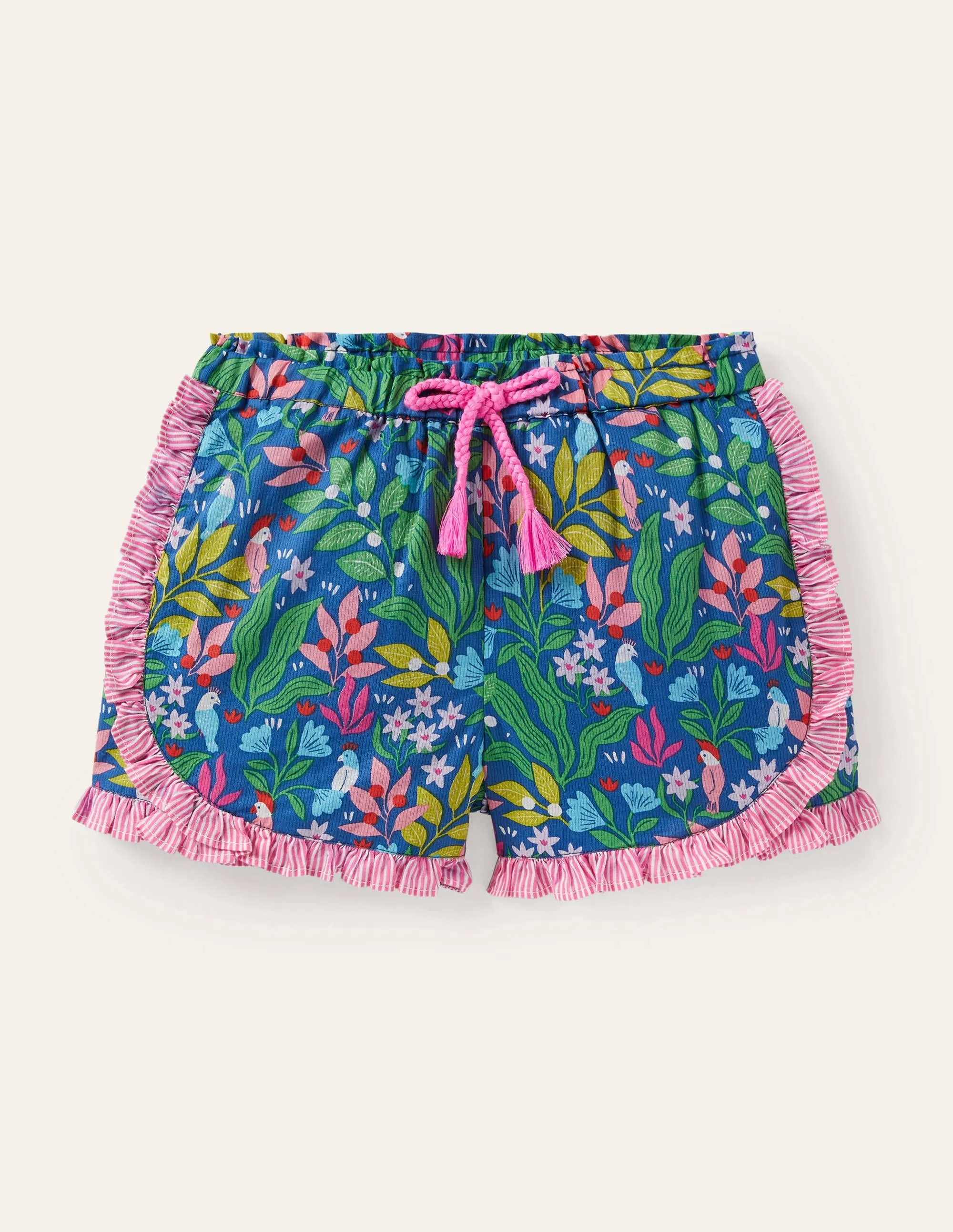 Hotchpotch Frill Shorts-Venice Blue Tropical Garden