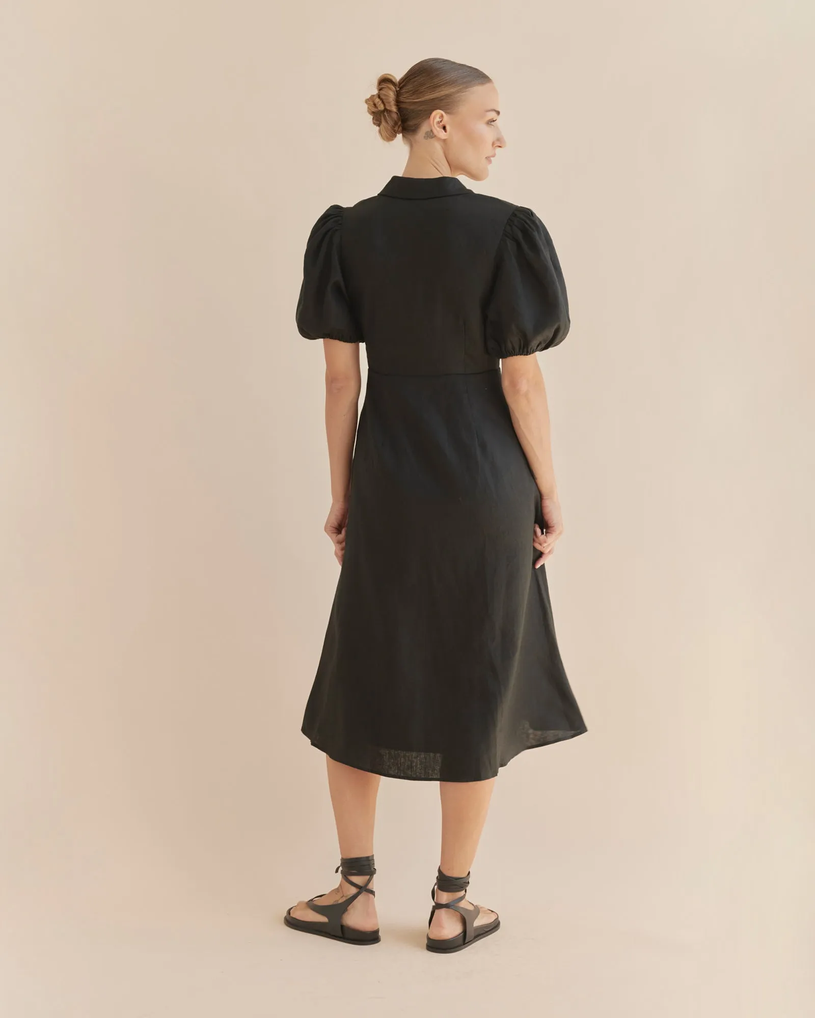 Julius Linen Midi Dress - Black