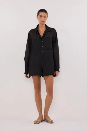 KAI BLACK OVERSIZED RAMIE SLEEVED SHIRT
