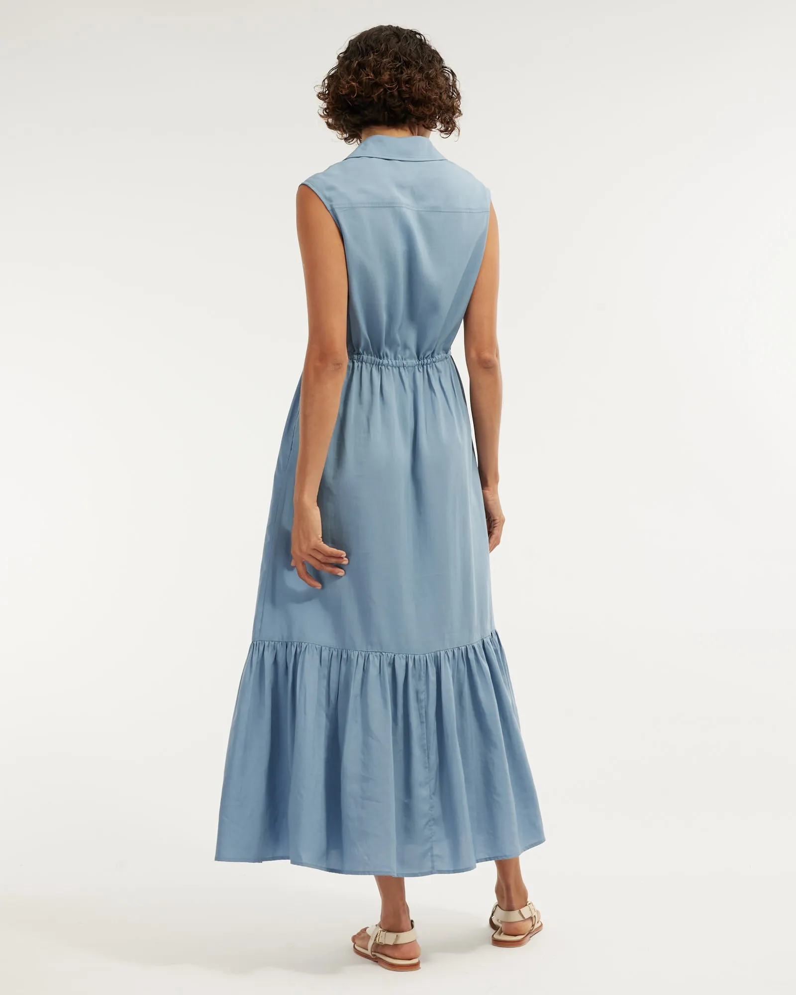 Kate Buttoned Maxi Dress - Cerulean Blue
