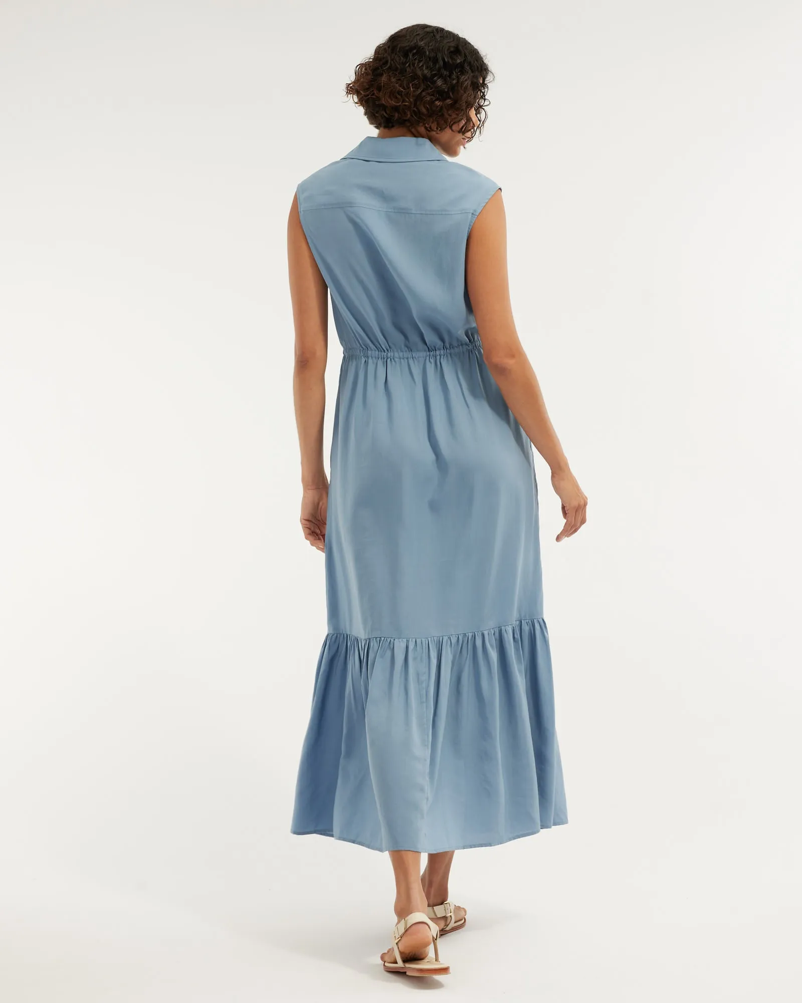 Kate Buttoned Maxi Dress - Cerulean Blue