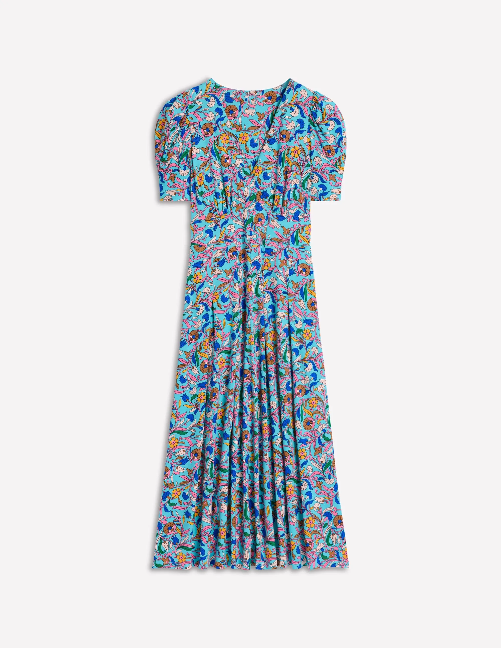 Kristen Pleated Jersey Dress-Blue. Enchanting Vine
