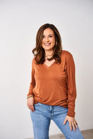 Latched Mama Go-To V-Neck Long Sleeve Nursing Top -Final Sale
