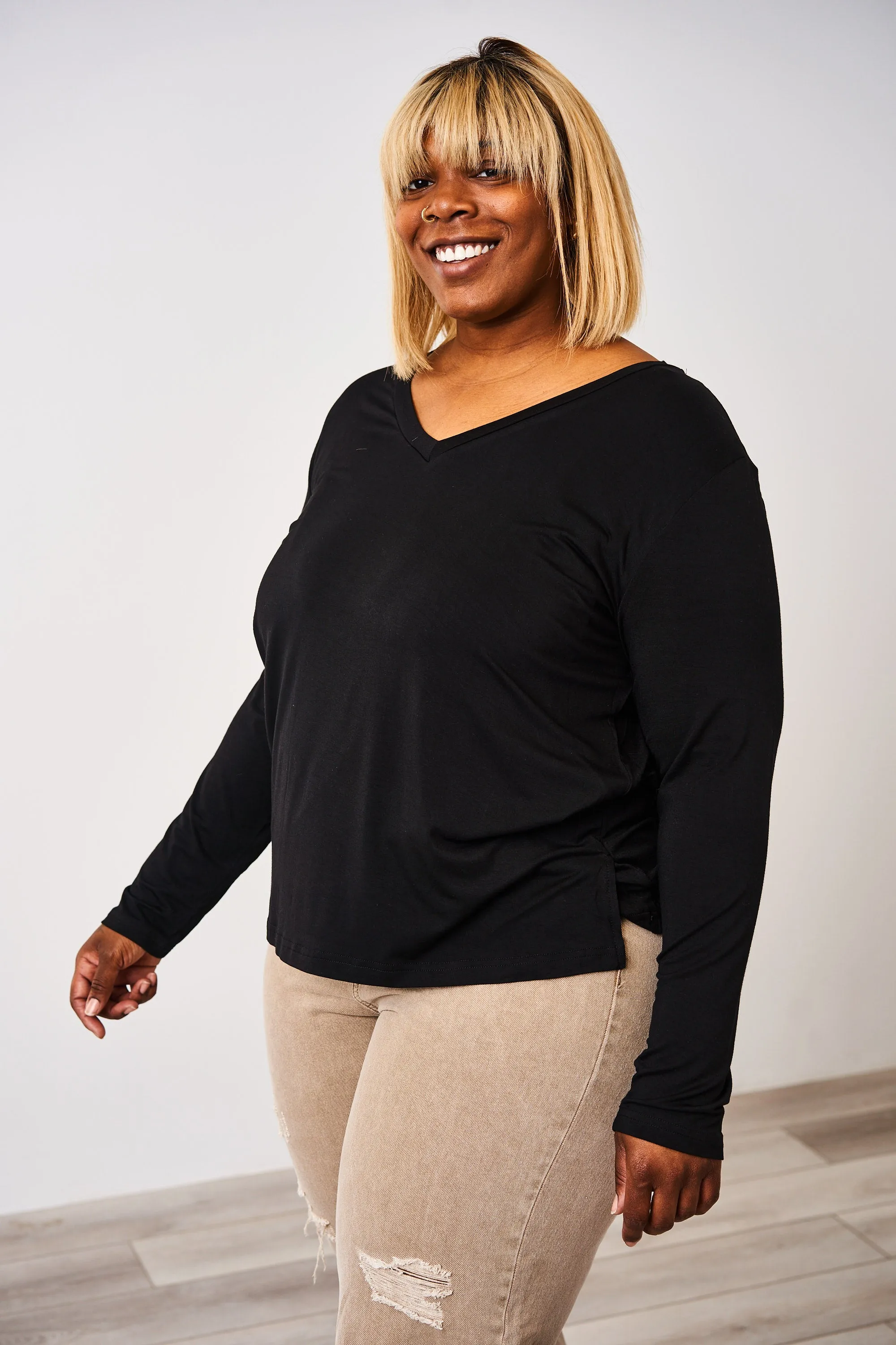 Latched Mama Go-To V-Neck Long Sleeve Nursing Top -Final Sale