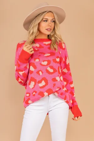 Live Out Loud Vibrant Pink Leopard Sweater