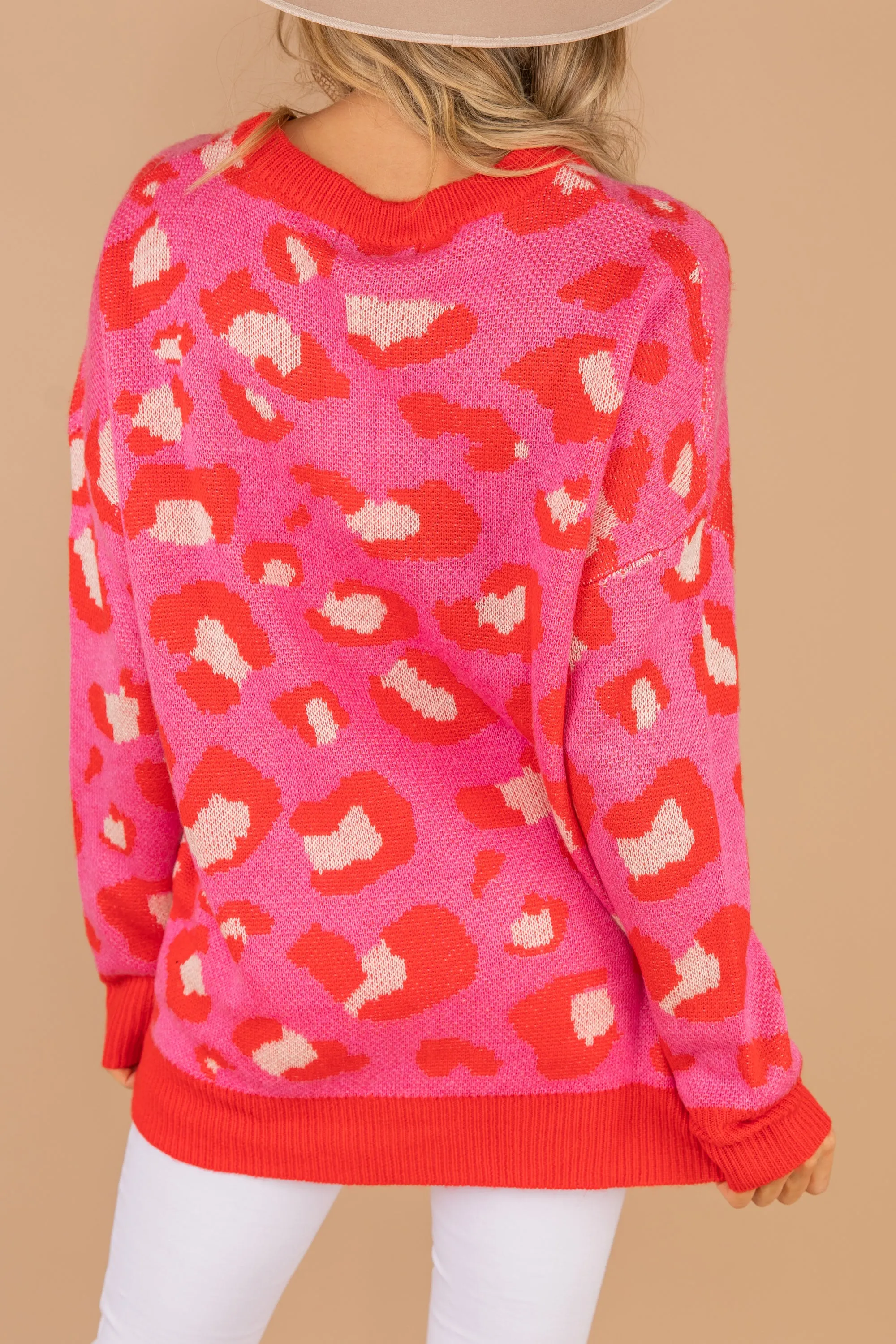Live Out Loud Vibrant Pink Leopard Sweater