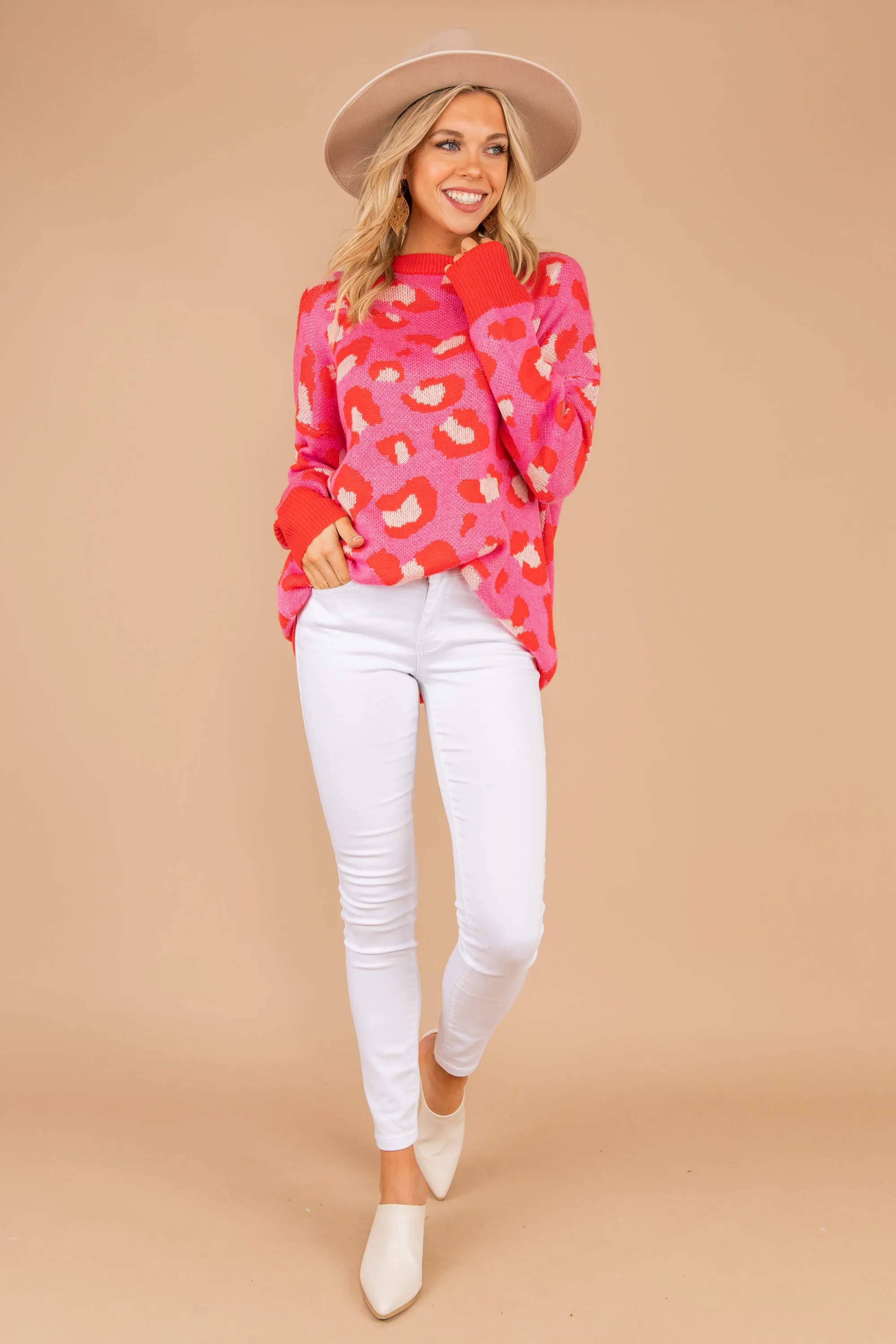 Live Out Loud Vibrant Pink Leopard Sweater