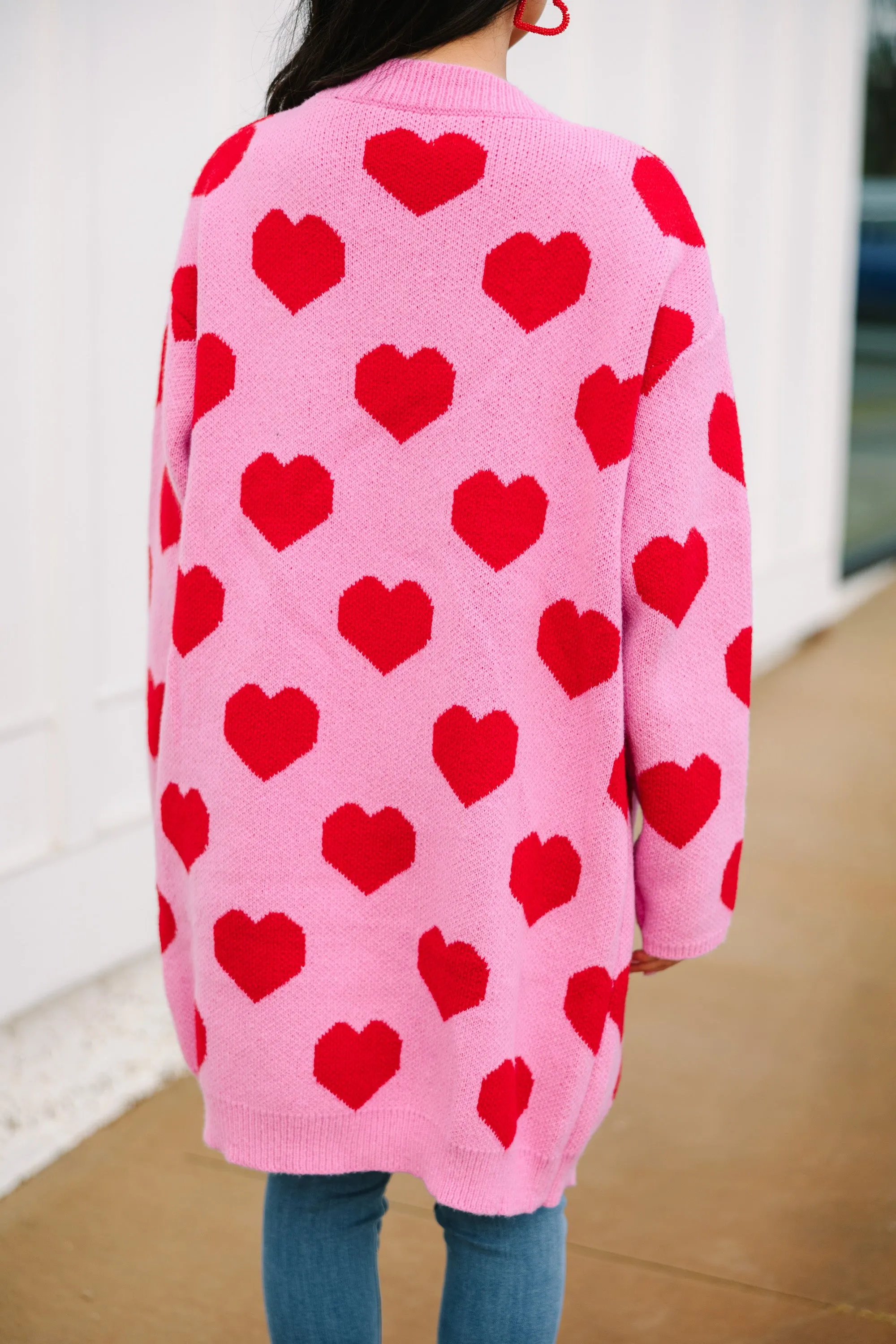 Looking At You Pink Heart Cardigan