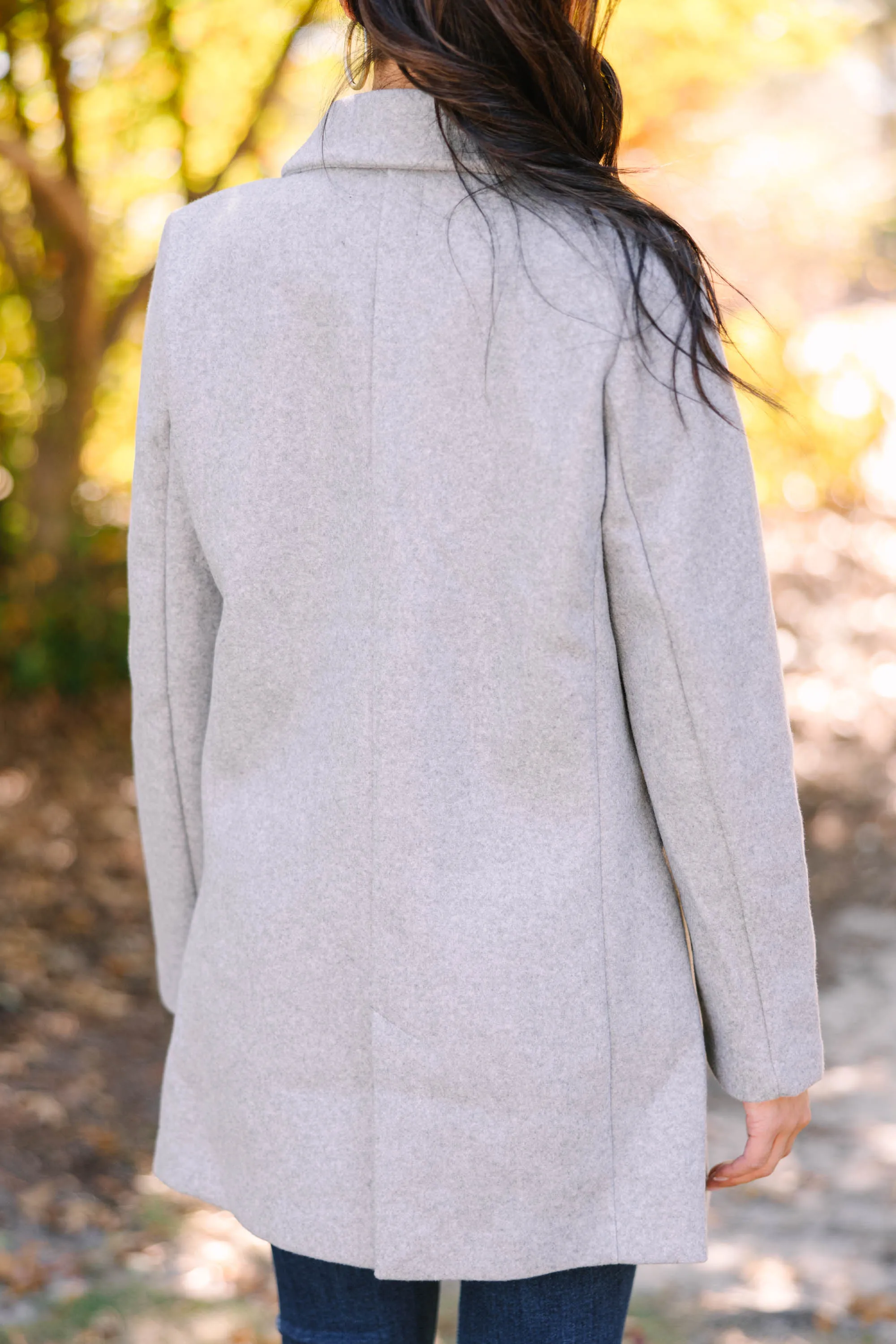 Looking Out Light Gray Fleece Coat