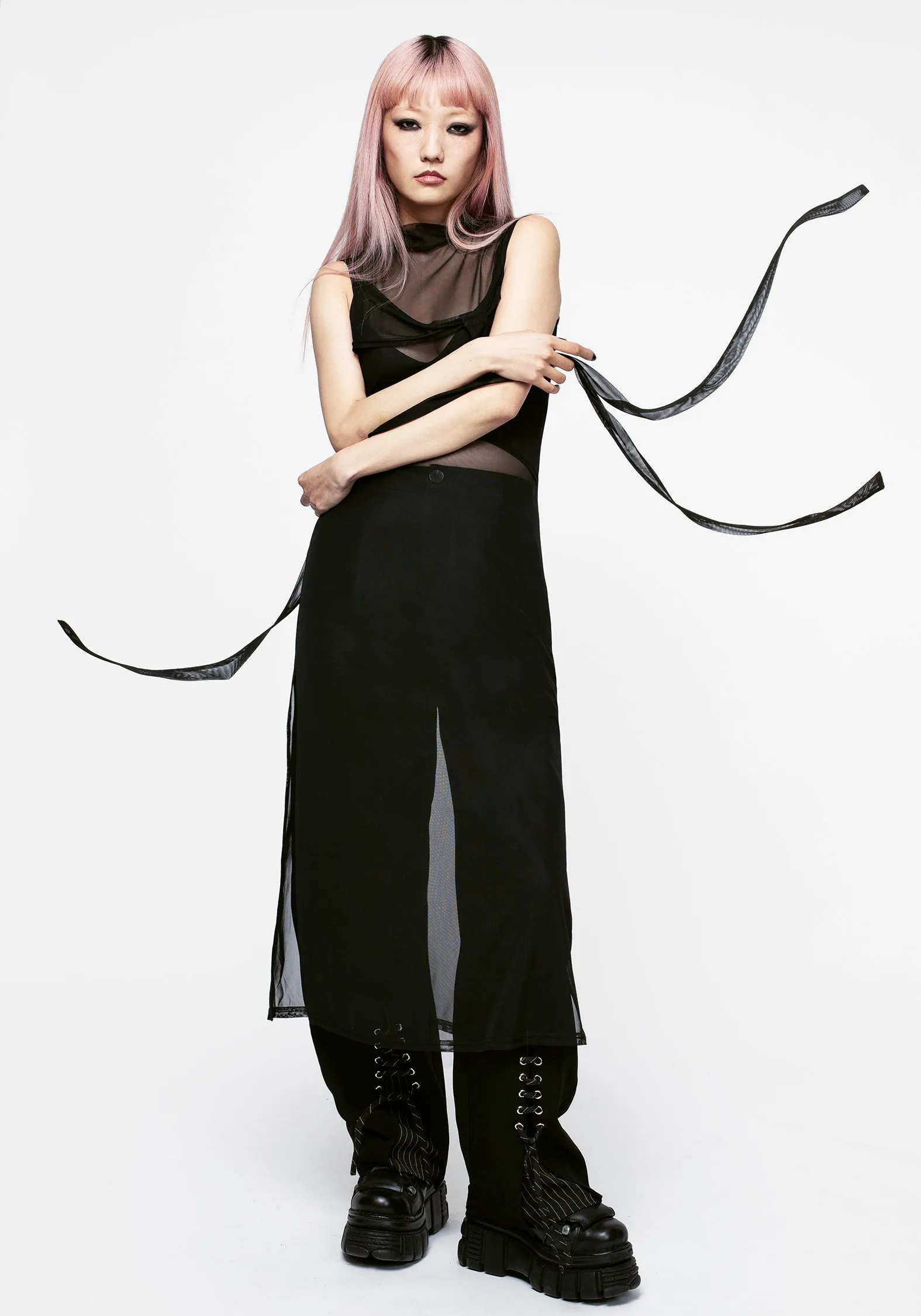 Madison Ruched Mesh Midaxi Dress