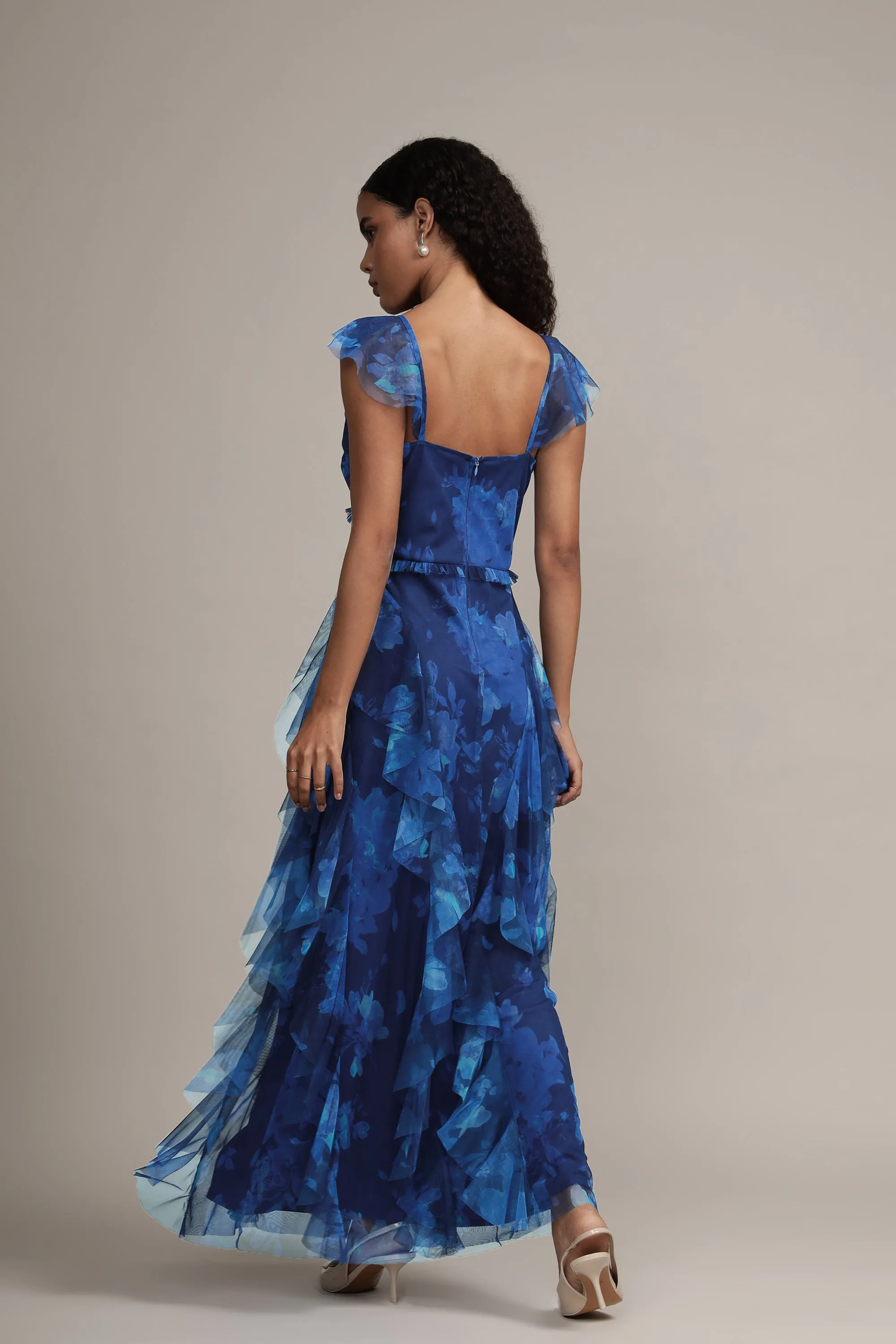 Malin Maxi Dress in Cobalt Floral