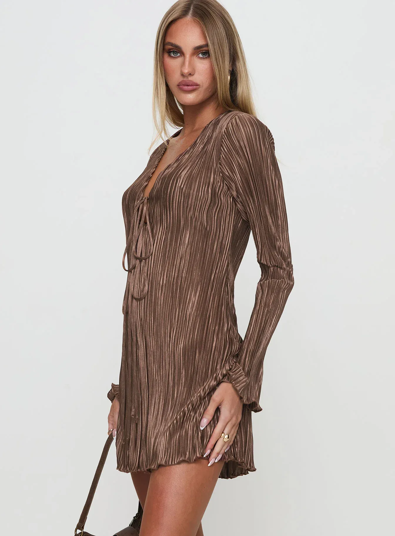 Malop Long Sleeve Mini Dress Chocolate