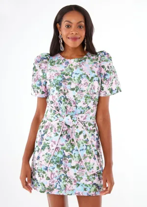 Marty Dress Pink Abstract Floral Jacquard