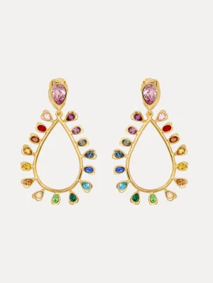 Multi-Colored Crystal Drop Clip-On Earrings
