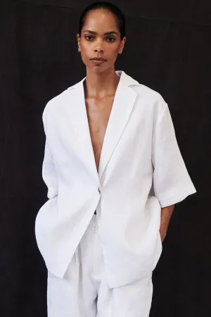 NALA WHITE LINEN RESORT SHIRT