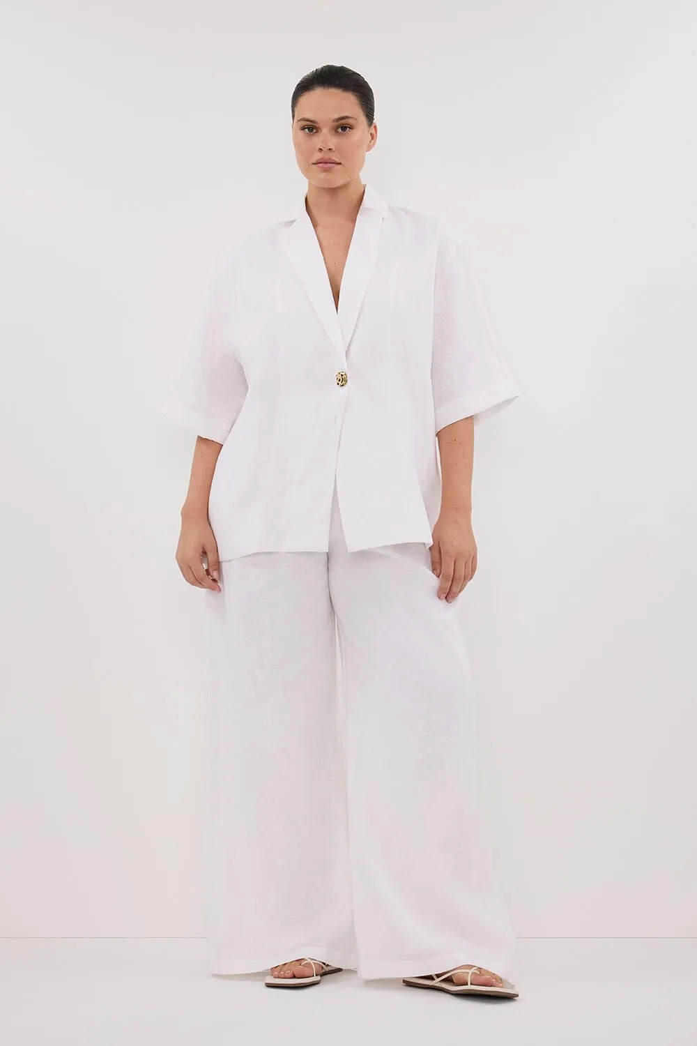NALA WHITE LINEN RESORT SHIRT